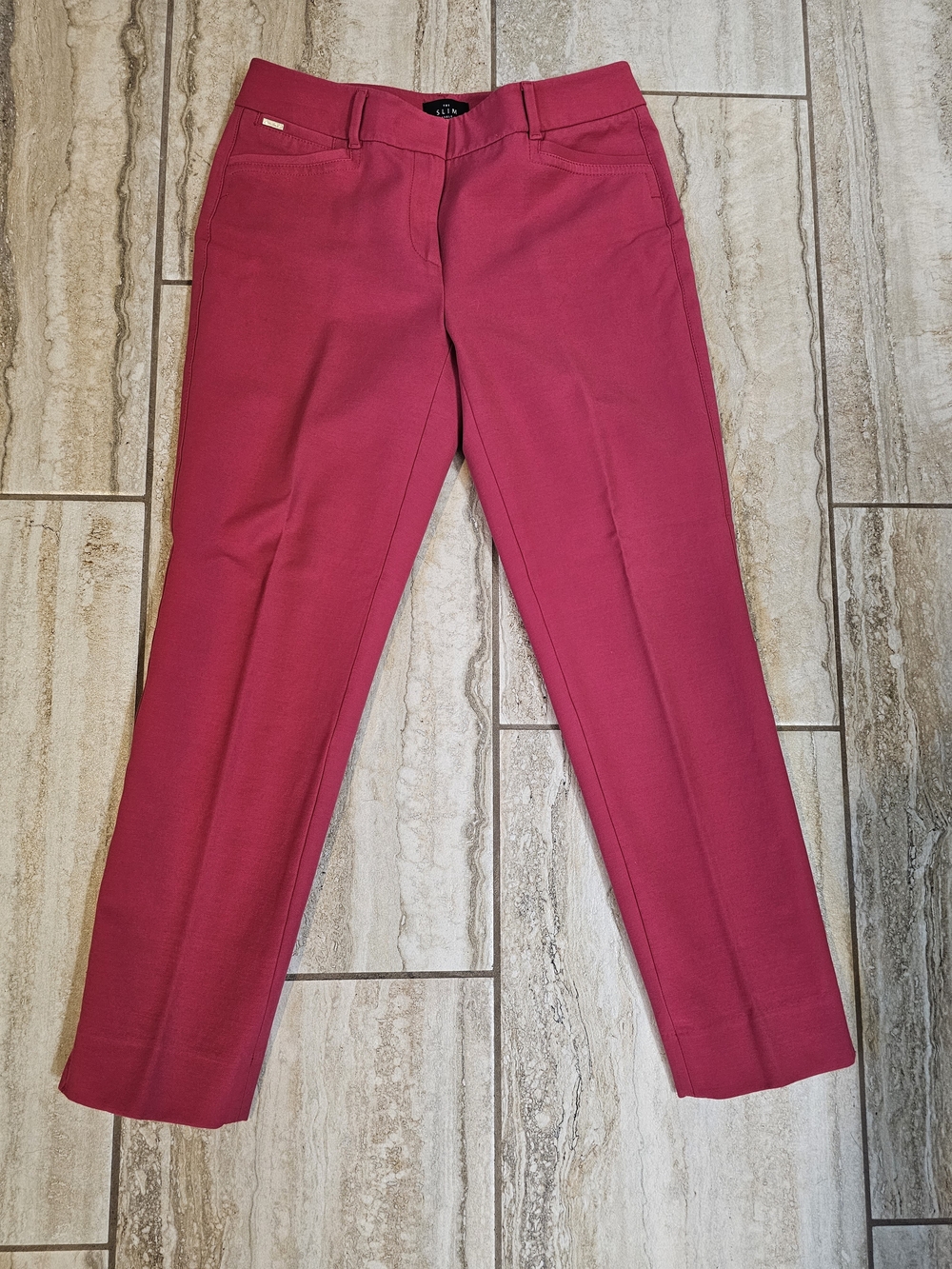White House Black Market Fuchsia Slim Straight Ankle Pants Sz 4 - Picture 1 of 9
